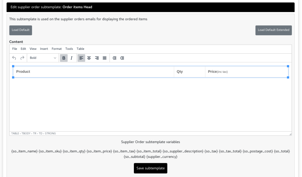 honeybadger.it platform supplier order subtemplate edit
