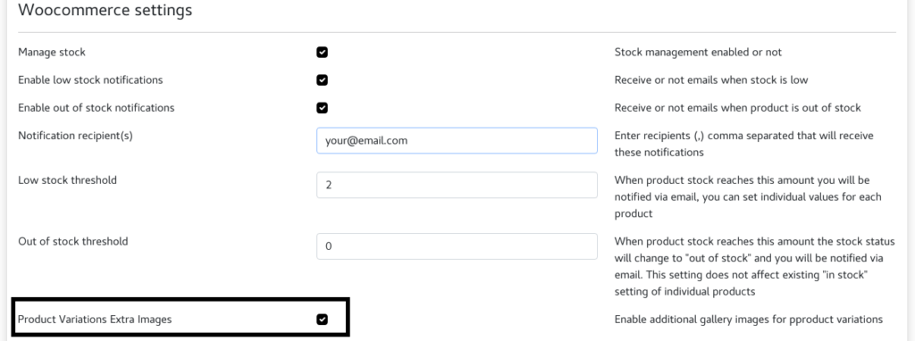 honeybadger.it platform woocommerce product variation image gallery