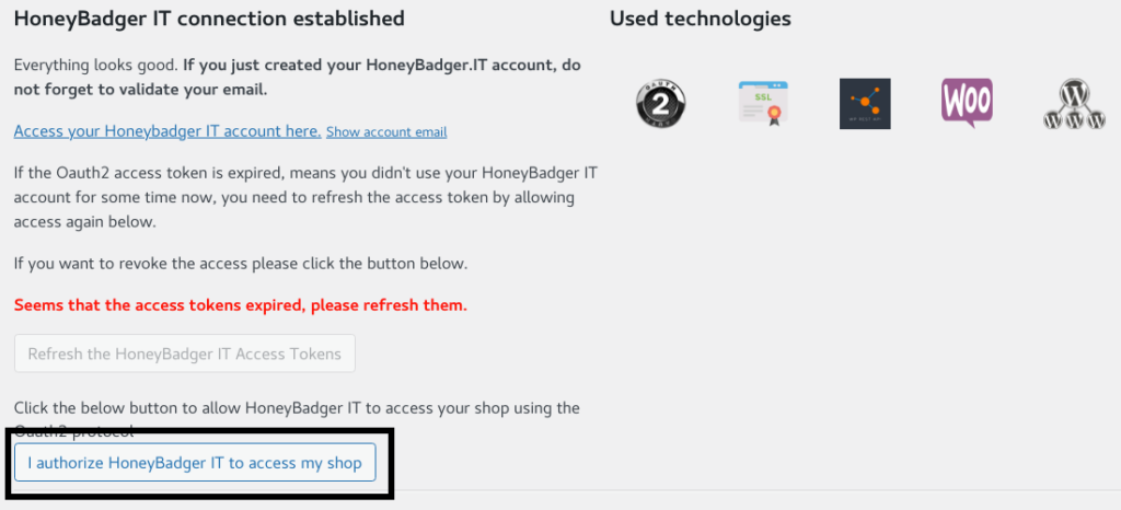honeybadger.it plugin refresh tokens allow access