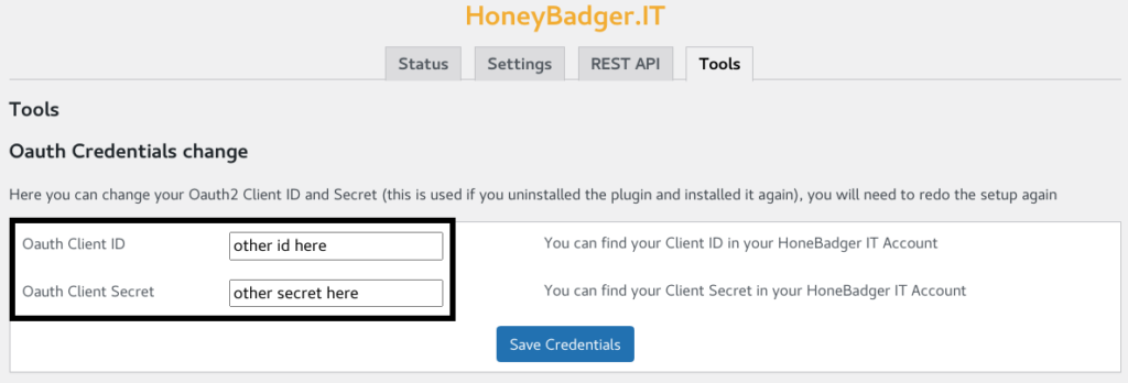 honeybadger.it plugin oauth tokens