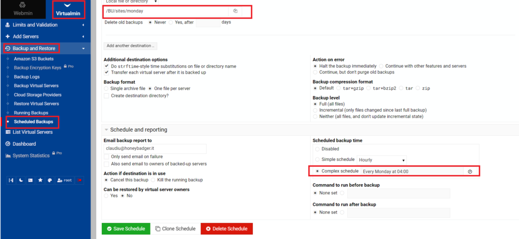 virtualmin website files backup